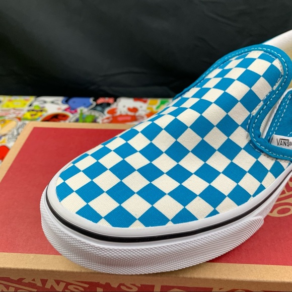 Van's Slip-on Delphinium Blue Checked Women’s - Picture 9 of 10